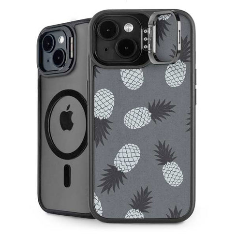 Black and White Pineapples iPhone 15 Kickstand Case